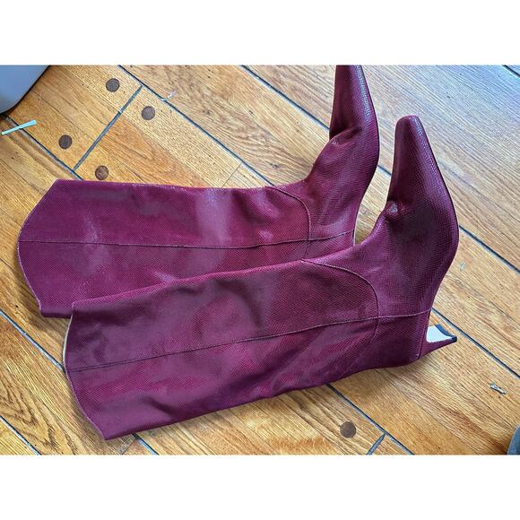 STAUD Western Wally Lizard-Effect Leather Boots Pinot 37 - Picture 2 of 3